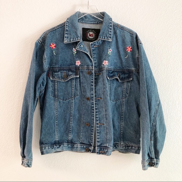 Vintage Jackets & Blazers - Vintage 90’s L.e.i flower embroidered jean jacket